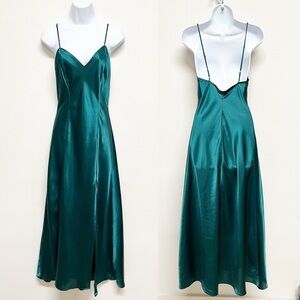 Victoria Secret Womens 90s Vintage Gold Label Rich Green Slip Maxi Dress Size M